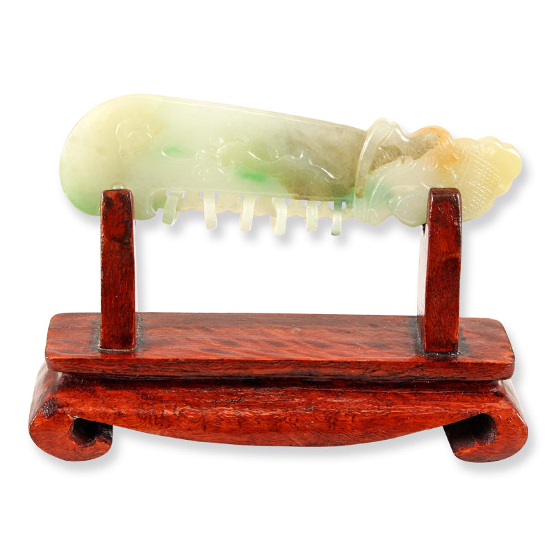 GREEN AND MULTI-COLOR JADEITE JADE SWORD STATUARY UPC #304918