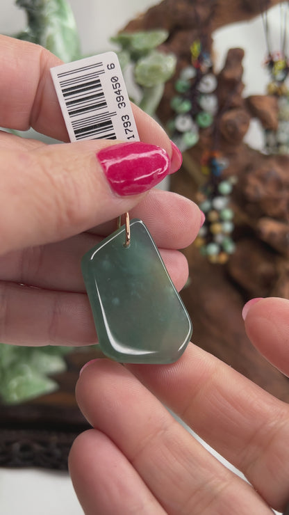 Freeform Guatemalan Jade Blue-Green Jadeite 14K Pendant | UPC #394506