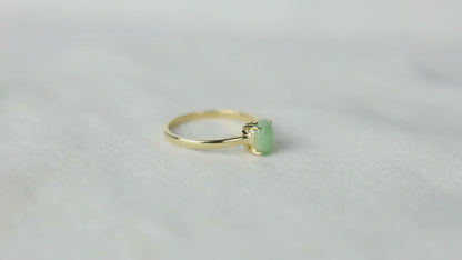 14K YELLOW GOLD GREEN JADEITE JADE RING UPC #387294