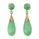 ESTATE 14K YELLOW GOLD GREEN JADEITE JADE TEAR DROP EARRING UPC #391390