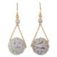 14K YELLOW GOLD LAVENDER JADEITE JADE CARVED BEAD EARRING UPC #388918