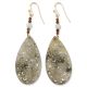 14K YELLOW GOLD GREY JADEITE JADE CARVED TEAR DROP EARRING UPC #388796