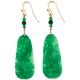 18K YELLOW GOLD GREEN JADEITE JADE CARVED DROP EARRING UPC #390652