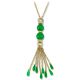 18K YELLOW GOLD GREEN JADEITE JADE TASSEL NECKLACE UPC #323643