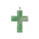 14K WHITE GOLD GREEN JADEITE JADE CROSS PENDANT UPC #353756