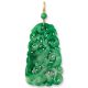 18K YELLOW GOLD GREEN JADEITE JADE CARVED DRAGON PENDANT UPC #390621