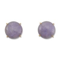 14K YELLOW GOLD LAVENDER JADEITE JADE STUD EARRING UPC #373860