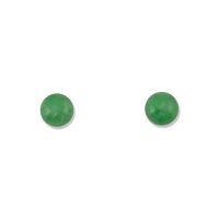 14K YELLOW GOLD GREEN JADEITE JADE 6MM BALL STUD EARRING UPC #391680