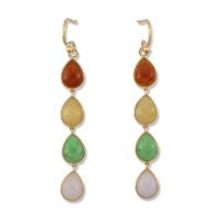 14K YELLOW GOLD RAINBOW JADEITE JADE DROP EARRING UPC #382466