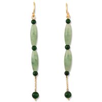 14K YELLOW GOLD GREEN JADEITE JADE DROP EARRING UPC #388956