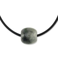 GREY JADEITE JADE BEAD SLIDE NECKLACE UPC #389120