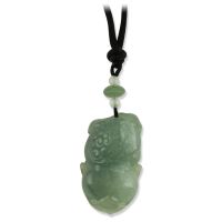 GREEN & WATER JADEITE JADE CARVED FU DOG ADJUSTABLE NECKLACE UPC #387317