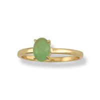 14K YELLOW GOLD GREEN JADEITE JADE RING UPC #387287